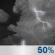 Tuesday Night: A chance of showers and thunderstorms before 8pm, then a chance of showers and thunderstorms. Mostly cloudy, with a low around 65. South wind 3 to 7 mph. Chance of precipitation is 50%. Tuesday Night: Chance Showers And Thunderstorms